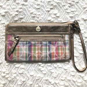 Coach Signature Madras  Wristlet Wallet